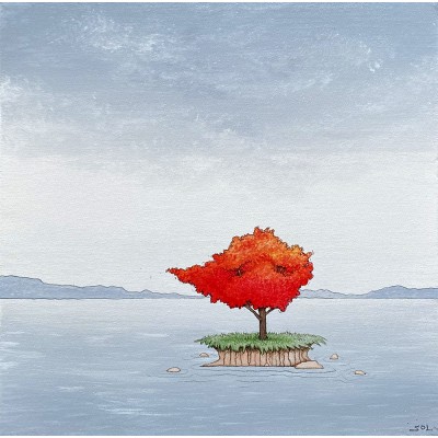 Reproduction de la toile "L'arbre rouge" de Marie-Sol St-Onge